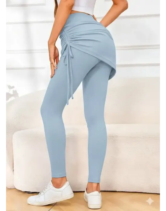 Kadın Yüksek Bel Yandan Büzgülü Alttan Uzun Kaşkorse Tayt Etek