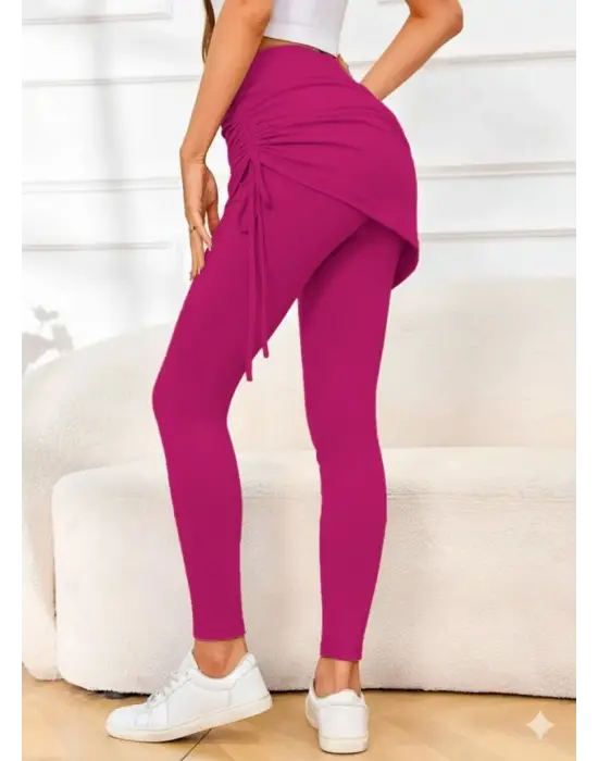 Kadın Yüksek Bel Yandan Büzgülü Alttan Uzun Kaşkorse Tayt Etek