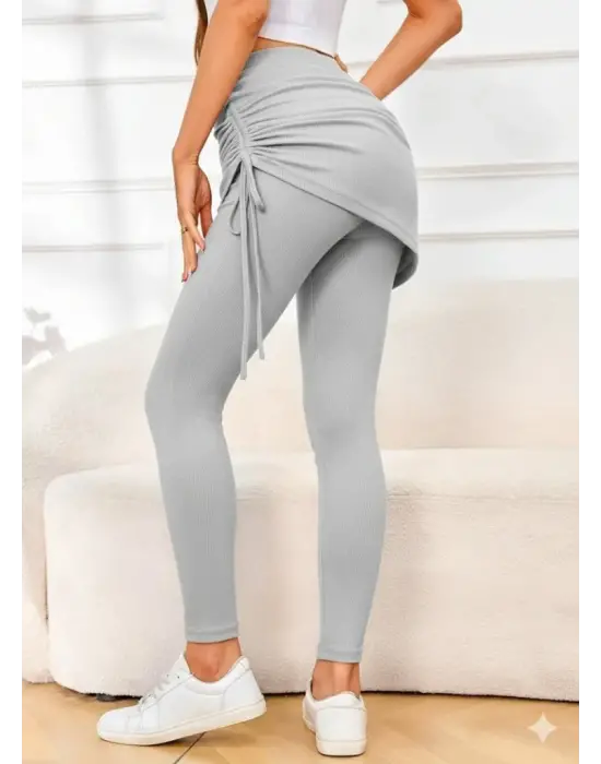 Kadın Yüksek Bel Yandan Büzgülü Alttan Uzun Kaşkorse Tayt Etek