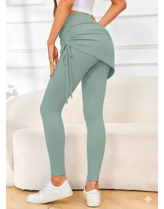 Kadın Yüksek Bel Yandan Büzgülü Alttan Uzun Kaşkorse Tayt Etek