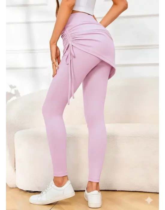 Kadın Yüksek Bel Yandan Büzgülü Alttan Uzun Kaşkorse Tayt Etek