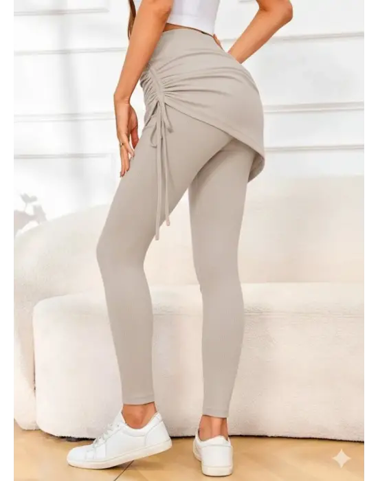 Kadın Yüksek Bel Yandan Büzgülü Alttan Uzun Kaşkorse Tayt Etek