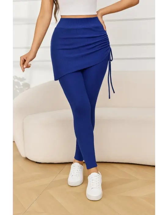 Kadın Yüksek Bel Yandan Büzgülü Alttan Uzun Kaşkorse Tayt Etek