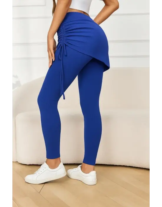 Kadın Yüksek Bel Yandan Büzgülü Alttan Uzun Kaşkorse Tayt Etek