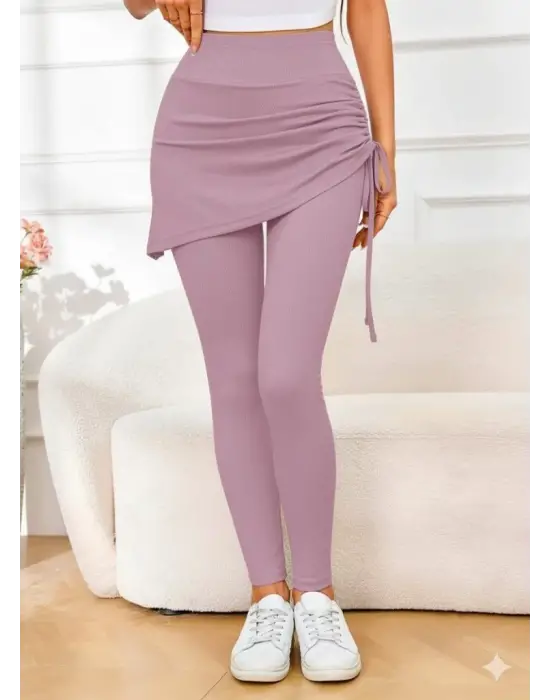 Kadın Yüksek Bel Yandan Büzgülü Alttan Uzun Kaşkorse Tayt Etek