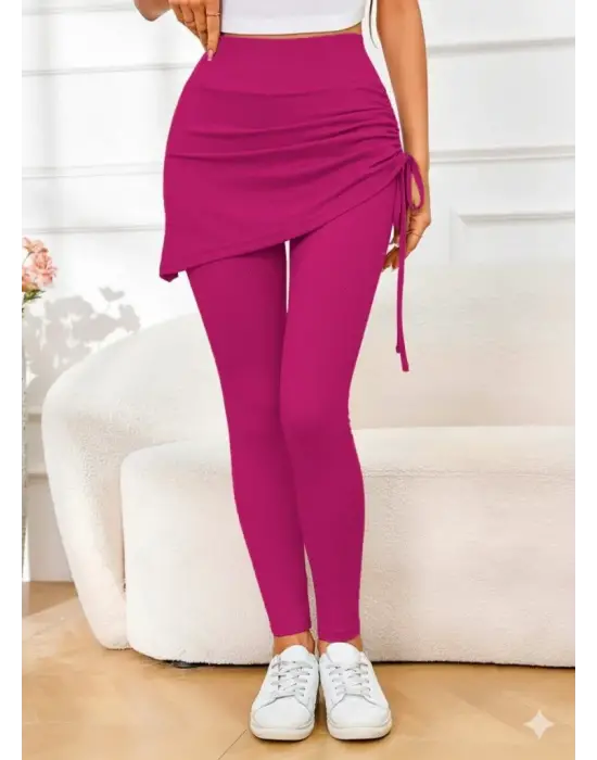 Kadın Yüksek Bel Yandan Büzgülü Alttan Uzun Kaşkorse Tayt Etek