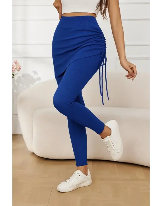 Kadın Yüksek Bel Yandan Büzgülü Alttan Uzun Kaşkorse Tayt Etek