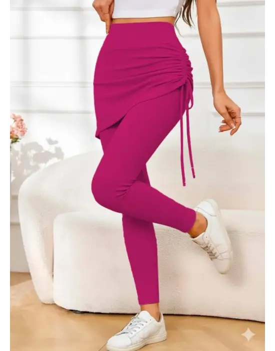 Kadın Yüksek Bel Yandan Büzgülü Alttan Uzun Kaşkorse Tayt Etek