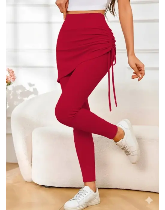 Kadın Yüksek Bel Yandan Büzgülü Alttan Uzun Kaşkorse Tayt Etek