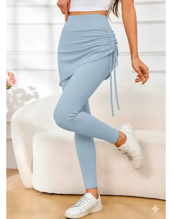 Kadın Yüksek Bel Yandan Büzgülü Alttan Uzun Kaşkorse Tayt Etek