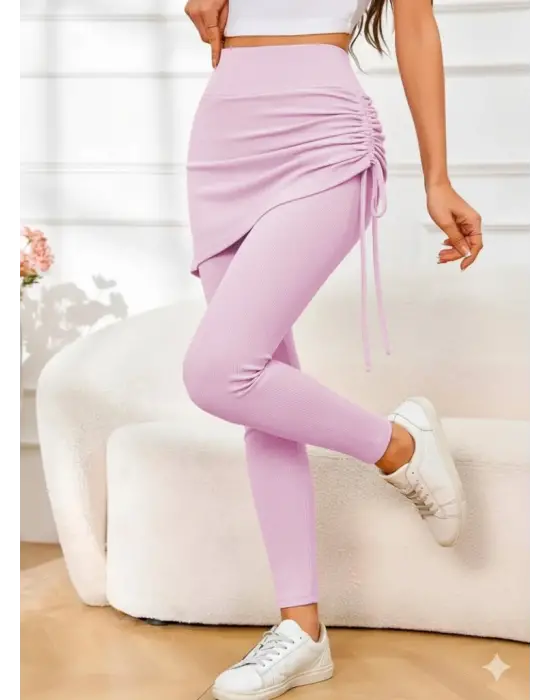 Kadın Yüksek Bel Yandan Büzgülü Alttan Uzun Kaşkorse Tayt Etek