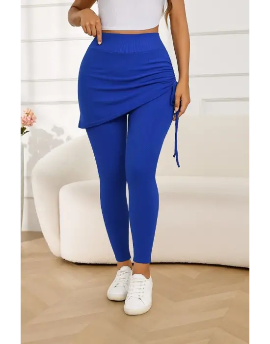 Kadın Yüksek Bel Yandan Büzgülü Alttan Uzun Kaşkorse Tayt Etek