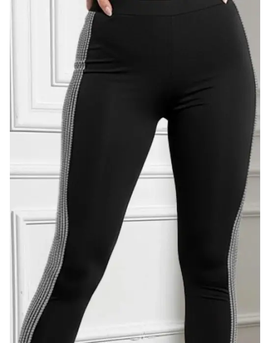 Kadın Yüksek Bel Yarı şerit Pul Payetli Dalgıç Tayt