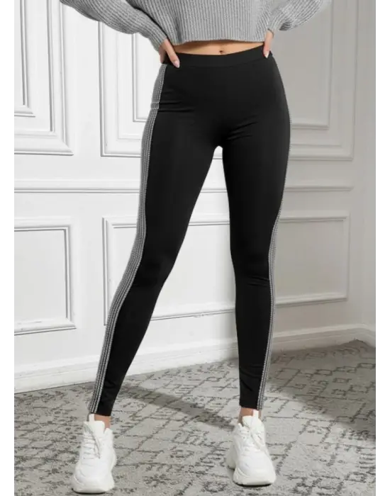 Kadın Yüksek Bel Yarı şerit Pul Payetli Dalgıç Tayt