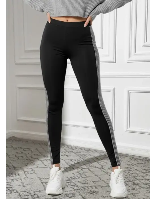 Kadın Yüksek Bel Yarı şerit Pul Payetli Dalgıç Tayt