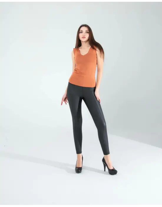 Omarı Kalın Askılı Kahve Crop Bluz