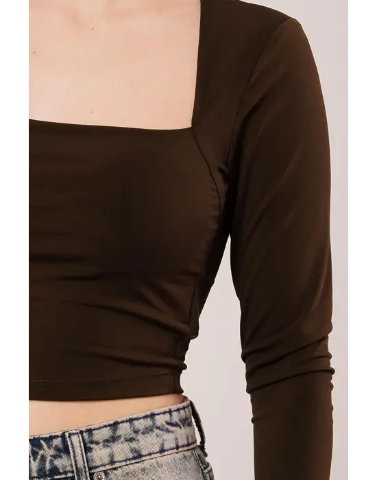 Omarı Trend Basic Kahverengi Bluz