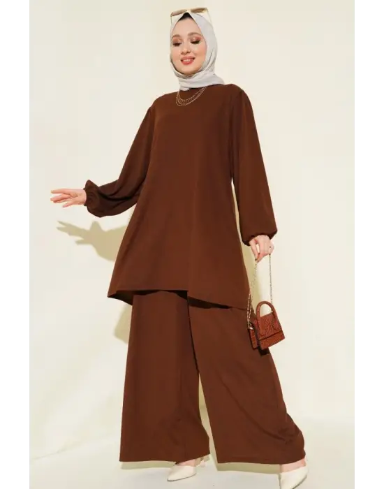 Kahverengi Tunik Pantolon Alt Üst Takım 6663