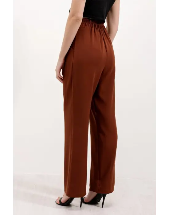Kahverengi Yüksek Bel Kumaş Pantolon 6612