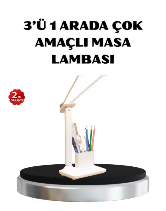Kalemlik Ve Telefon Standlı Masa Lambası – Kısılabilir Led Işık, Göz Dostu Tasarım