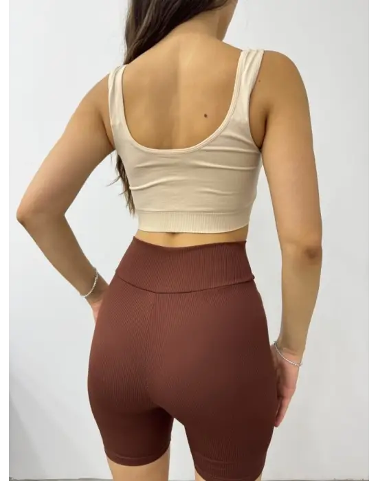 Omarı Hafif Destekli Kalın Askılı Büstiyer - Krem