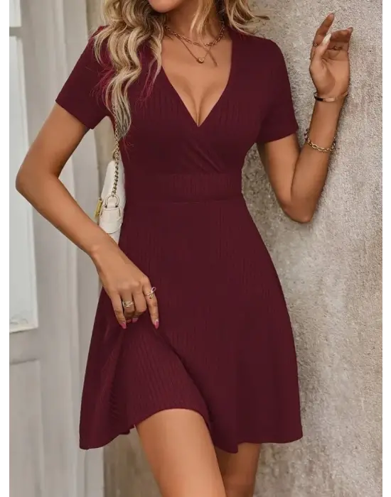 Omarı Kalın Fitilli Kaşkorse Elbise