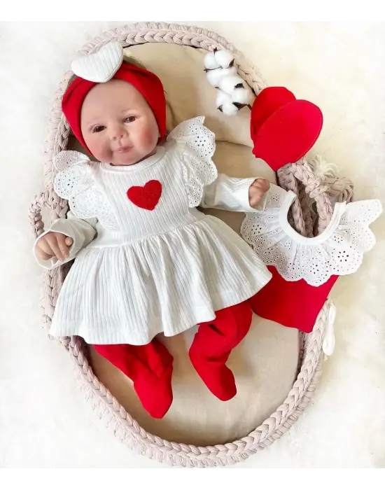 Kalp Baskılı Kutulu 5 Parça Hastane Çıkışı Seti %100 Pamuk