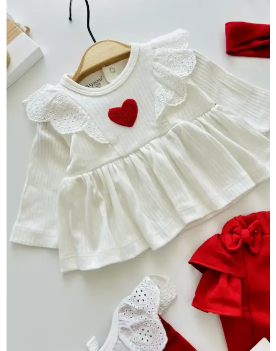 Kalp Baskılı Kutulu 5 Parça Hastane Çıkışı Seti %100 Pamuk