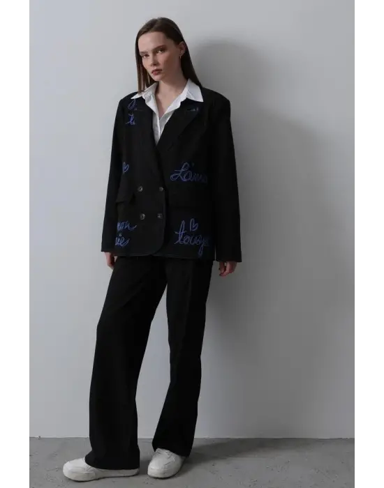 Kalpli Ceket Takım - Siyah