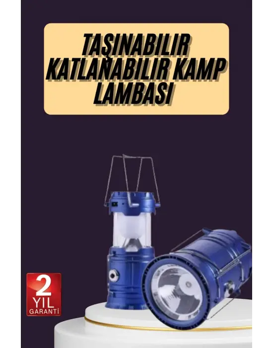 Kamp Feneri Şarj Edilebilir Güneş Enerjili Işıldak Usb Şarjlı