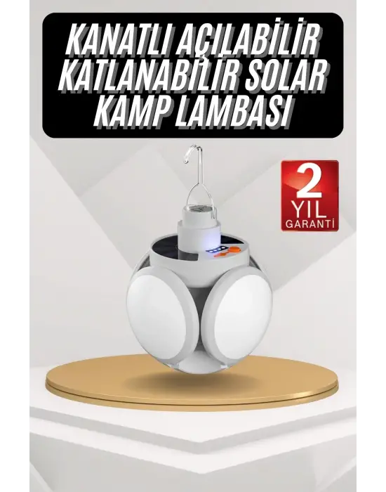 Kamp Lambası Güneş Enerjili Solar 5 Kanatlı Katlanır Lamba Karavan