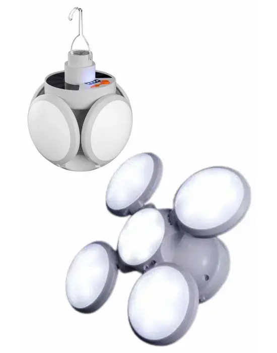 Kamp Lambası Güneş Enerjili Solar 5 Kanatlı Katlanır Lamba Karavan