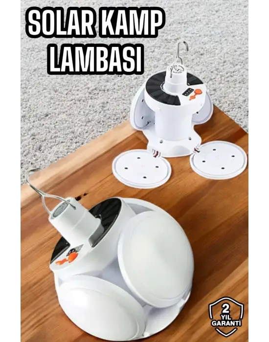 Kamp Lambası Işıldak Beyaz Işık Güneş Enerjili Solar Aydınlatma 5 Kanatlı Katlanabilir