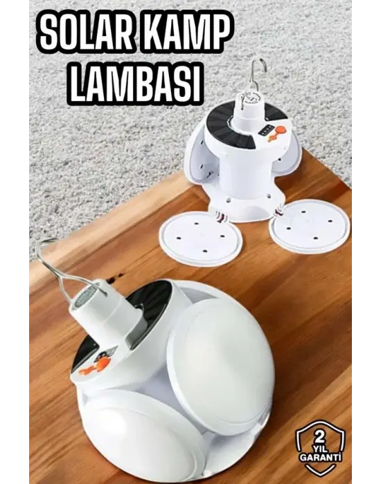 Kamp Lambası Işıldak Beyaz Işık Güneş Enerjili Solar Aydınlatma 5 Kanatlı Katlanabilir