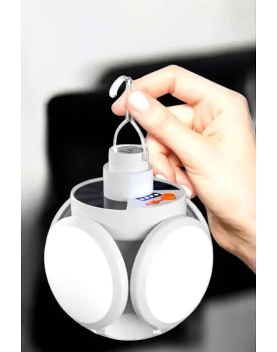 Kamp Lambası Işıldak Beyaz Işık Güneş Enerjili Solar Aydınlatma 5 Kanatlı Katlanabilir