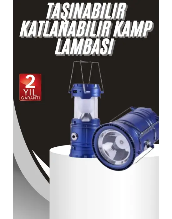 Kamp Lambası Solar Şarjlı Kızaklı Kamp Feneri Led Lamba Işıldak