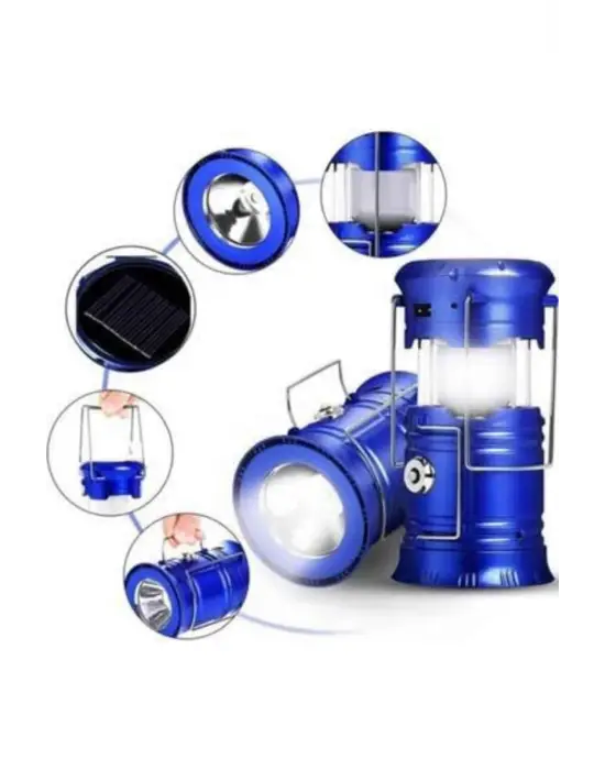 Kamp Lambası Solar Şarjlı Kızaklı Kamp Feneri Led Lamba Işıldak