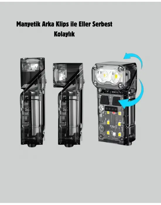 Kamp Ve Outdoor İçin Led Far 10 Saat Pil Sensörlü Manyetik