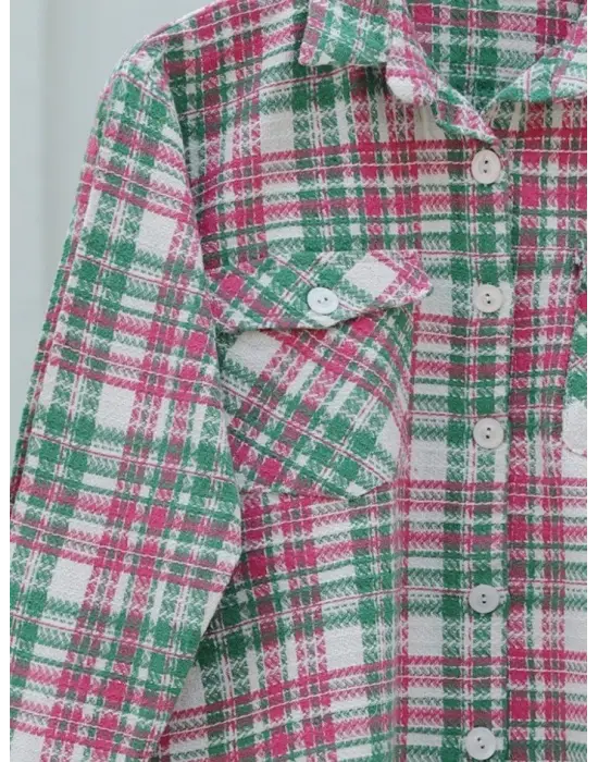 Omarı Modern Tasarımlı Kapaklı Pembe Gömlek