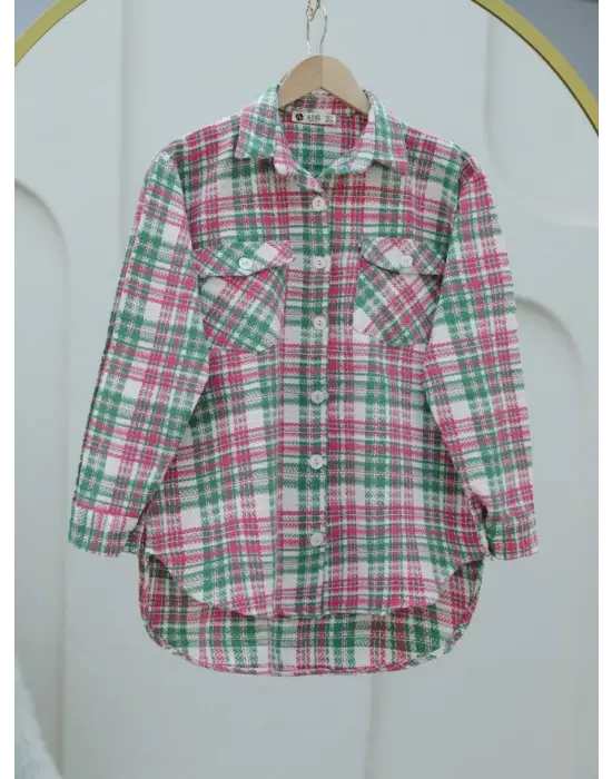 Omarı Modern Tasarımlı Kapaklı Pembe Gömlek