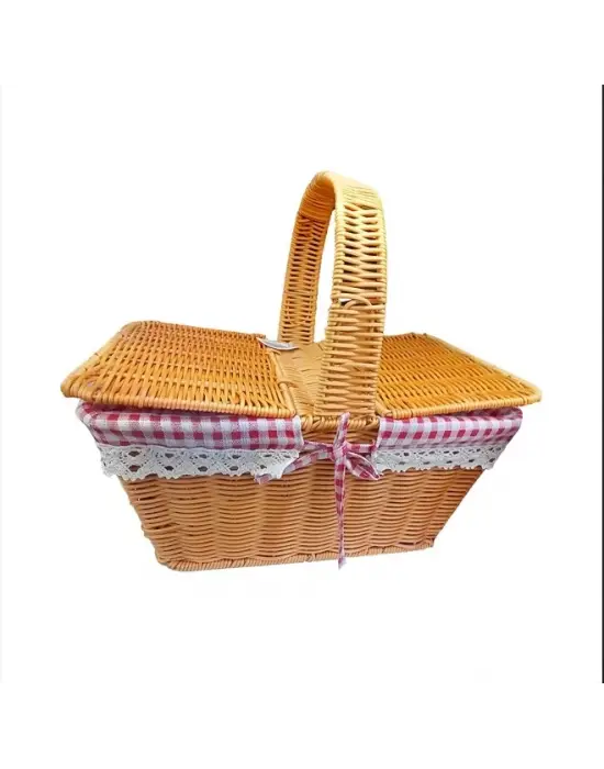 Kapaklı Hasır Piknik Sepeti