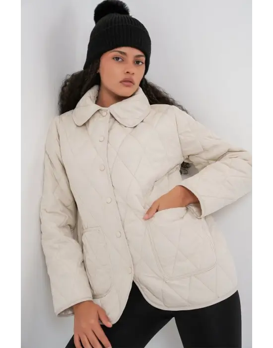 Kapitone Oversize Mont 5226 - Ekru