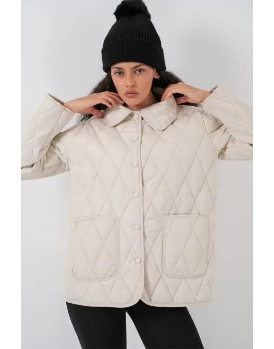 Kapitone Oversize Mont 5226 - Ekru