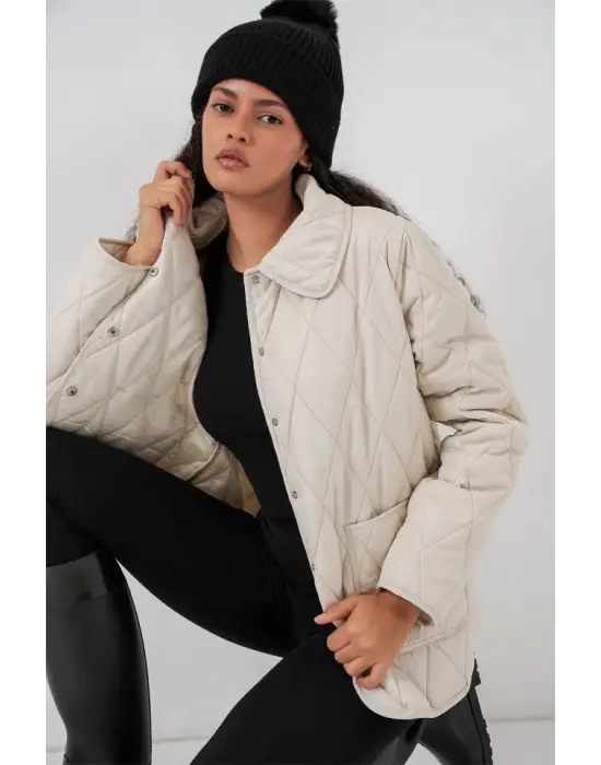 Kapitone Oversize Mont 5226 - Ekru