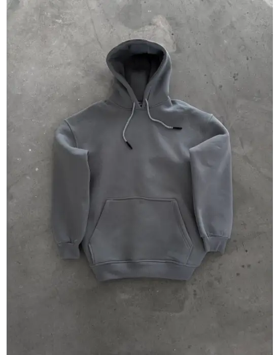 Omarı Rahat ve Şık Gri Kapşonlu Sweatshirt