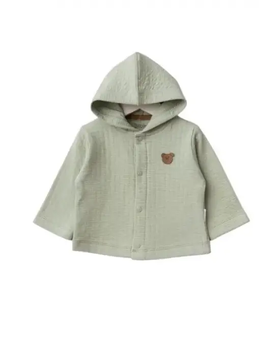 Kapüşonlu Bebek Hırka  Mint
