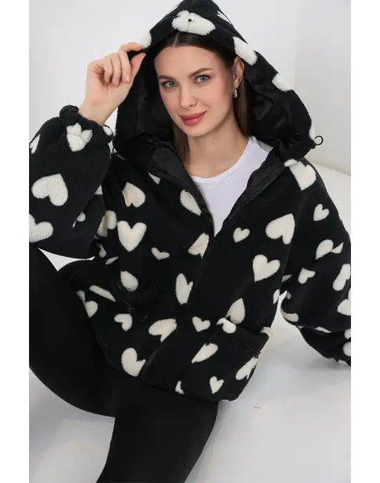 Cool Kapüşonlu Peluş Ceket