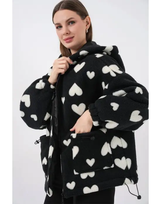 Cool Kapüşonlu Peluş Ceket