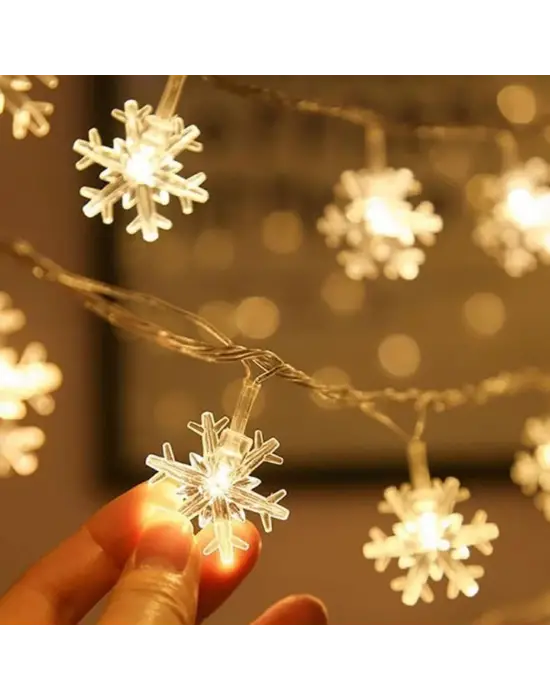 Kar Tanesi Şekilli 3.5 Metre USB LED Işık – 20 LED’li Dekoratif Kış ve Yılbaşı Aydınlatması