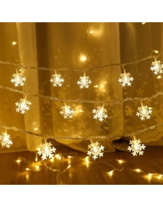 Kar Tanesi Şekilli 3.5 Metre USB LED Işık – 20 LED’li Dekoratif Kış ve Yılbaşı Aydınlatması